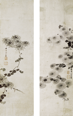 伊藤若冲 菊花図押絵貼屛風 寛政7年（1795）