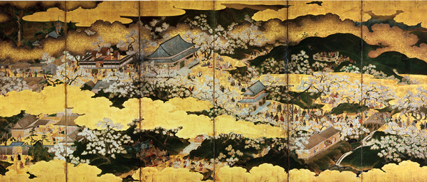 重要文化財　豊公吉野花見図屏風(左隻)