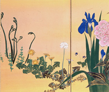 神坂雪佳 四季草花図屏風 アートキャンパス2015 きらきらほのぼの 京都 細見美術館