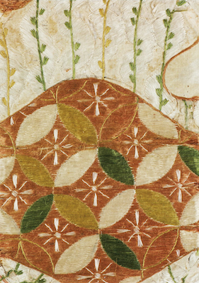 ぎをん 齋藤コレクション 雪持ち柳に花輪違い文繍箔 桃山時代（16世紀） 細見美術館