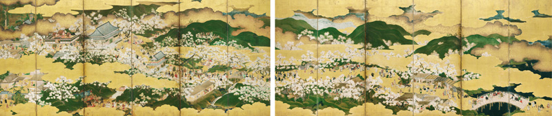 重要文化財《豊公吉野花見図屛風》 桃山時代 細見美術館蔵 広がる屛風、語る絵巻 京都 細見美術館