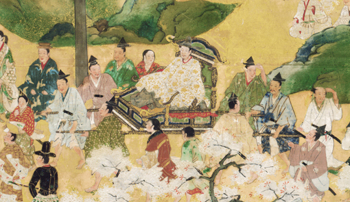 蔵王堂に向かう秀吉たちの姿（左隻・部分） 広がる屛風、語る絵巻 京都 細見美術館